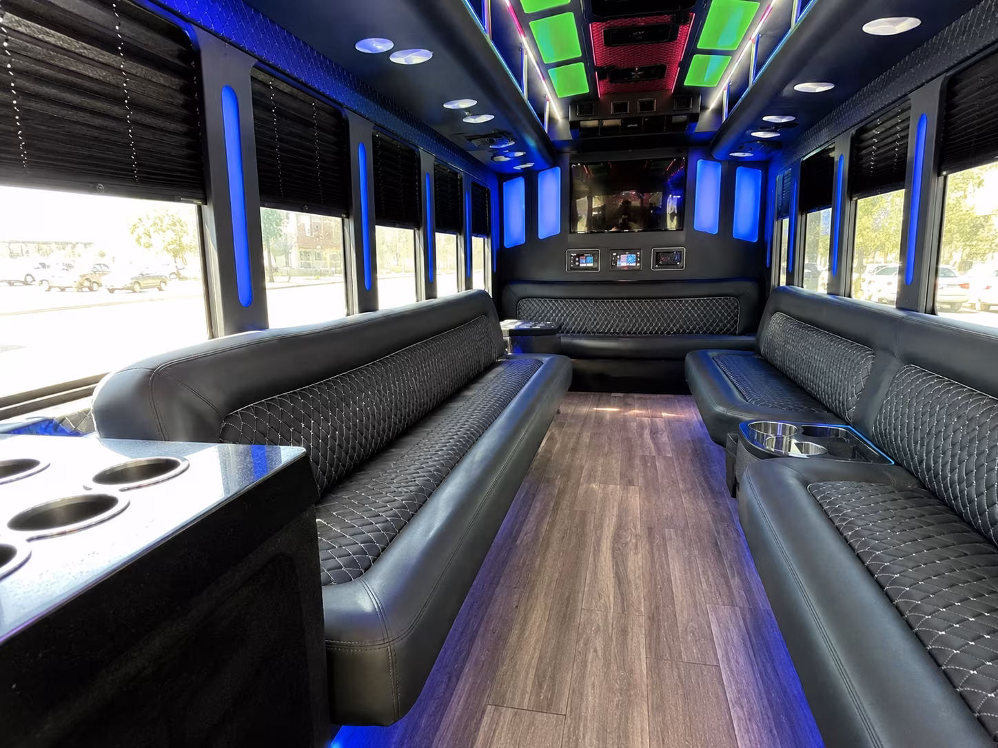 minot 15 passenger party bus inside