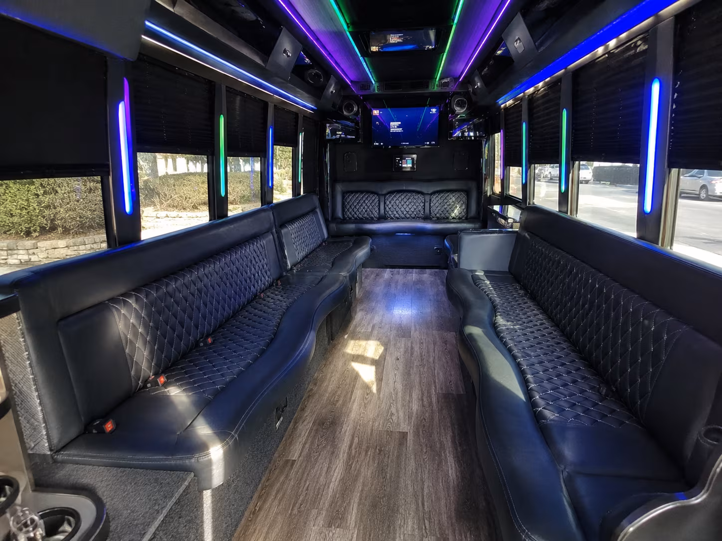 minot 15 passenger party bus interior