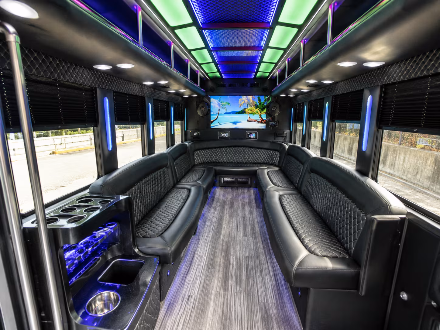 minot 18 passenger party bus inside