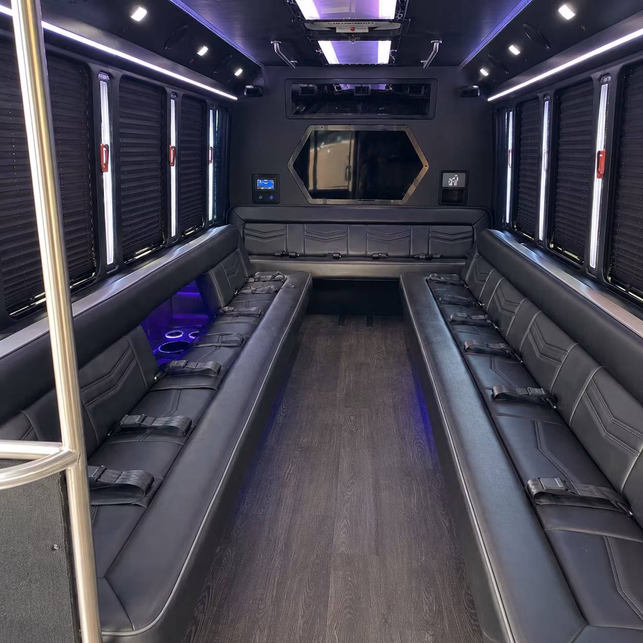 minot 18 passenger party bus interior