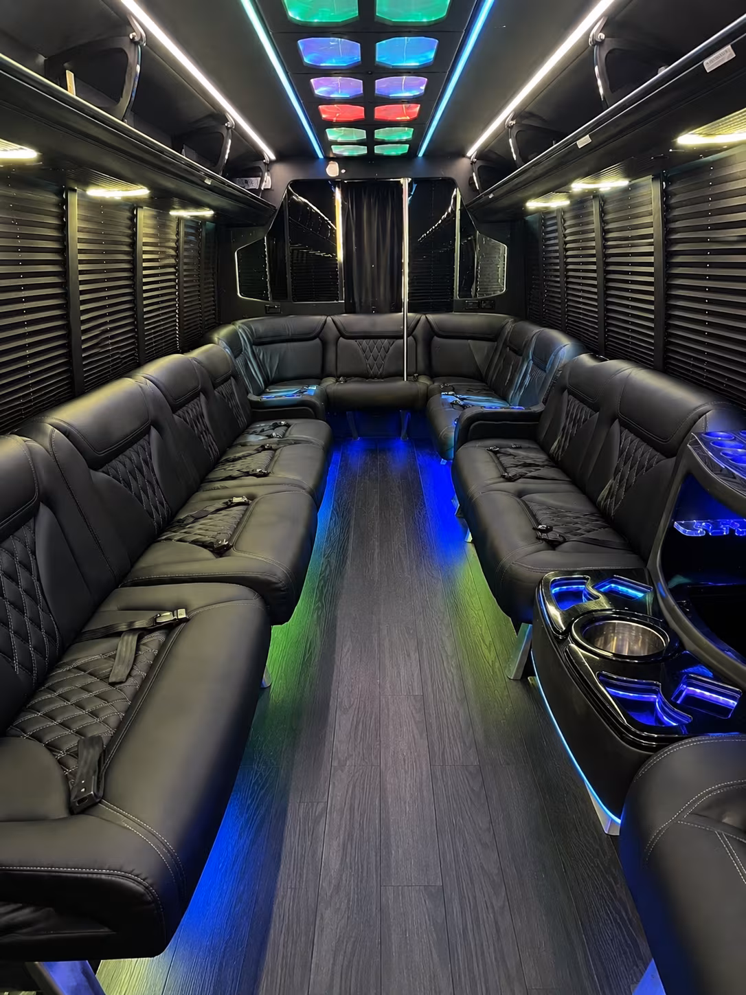 minot 20 passenger party bus interior
