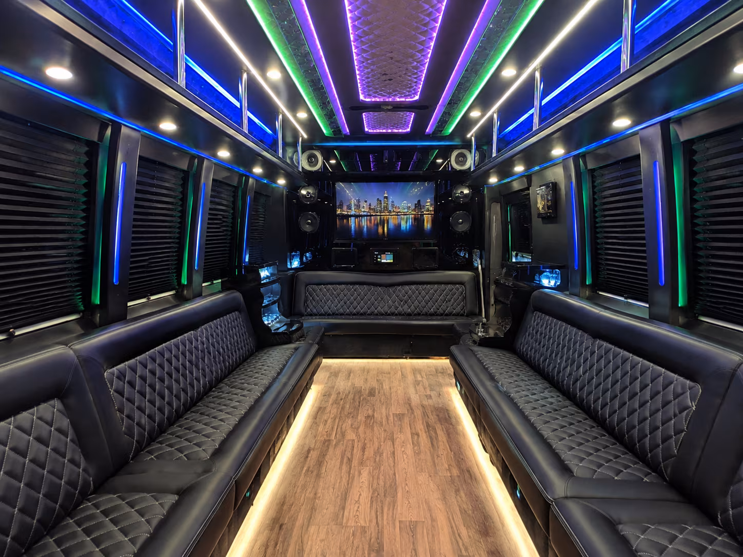 minot 25 passenger party bus interior