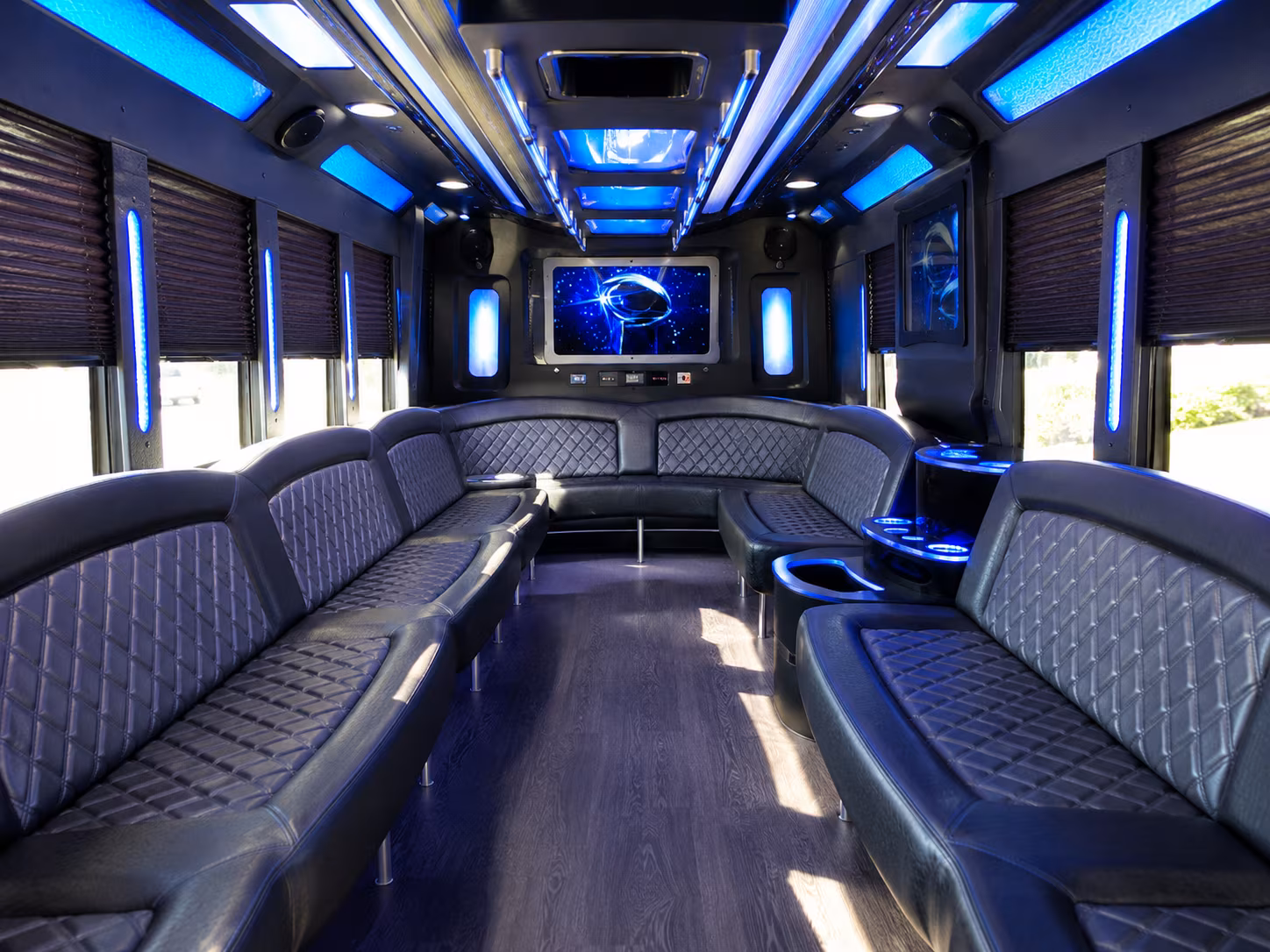 minot 28 passenger party bus inside