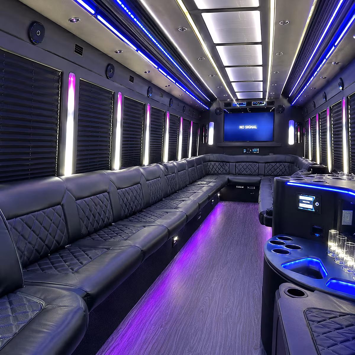 minot 30 passenger party bus inside