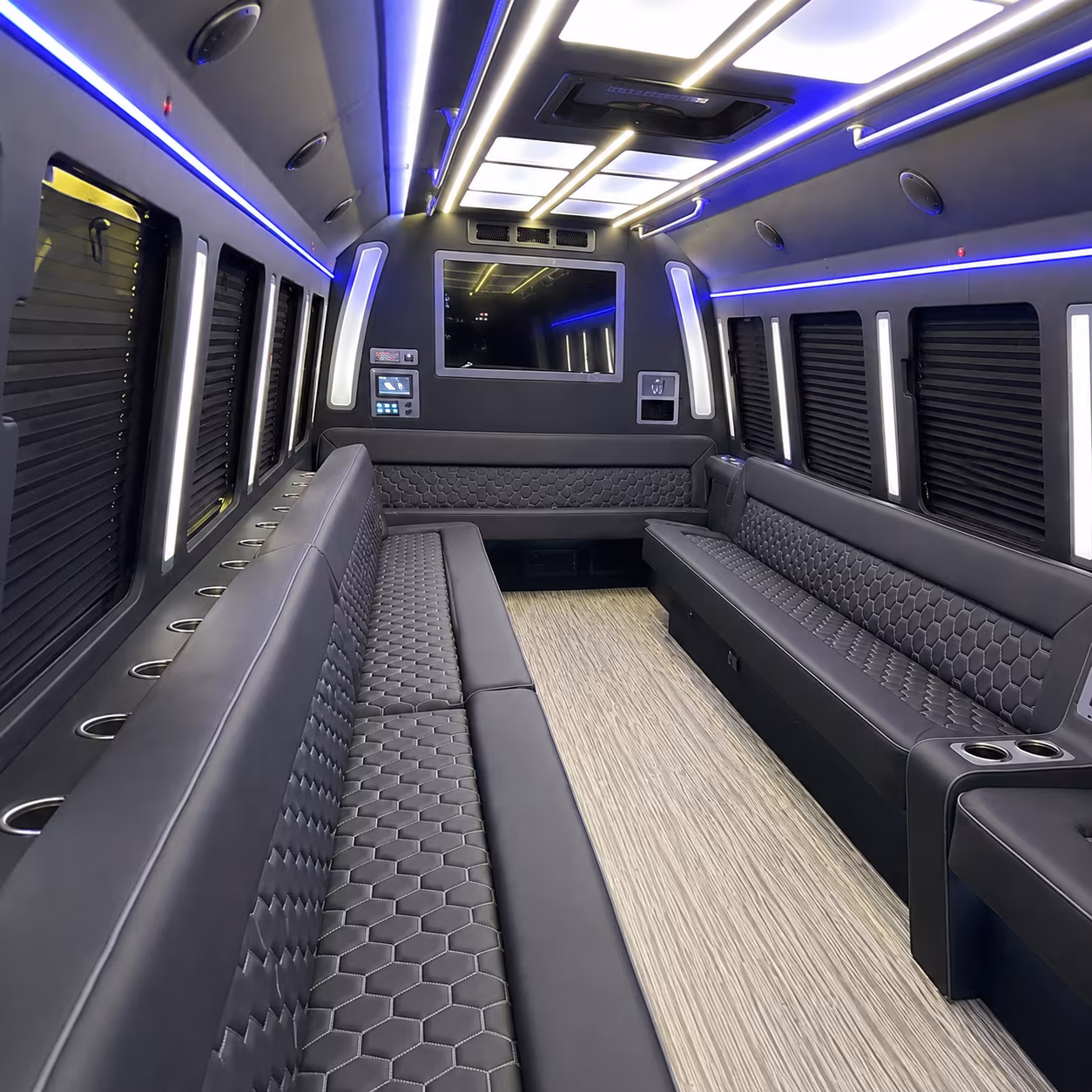 minot 40 passenger party bus inside