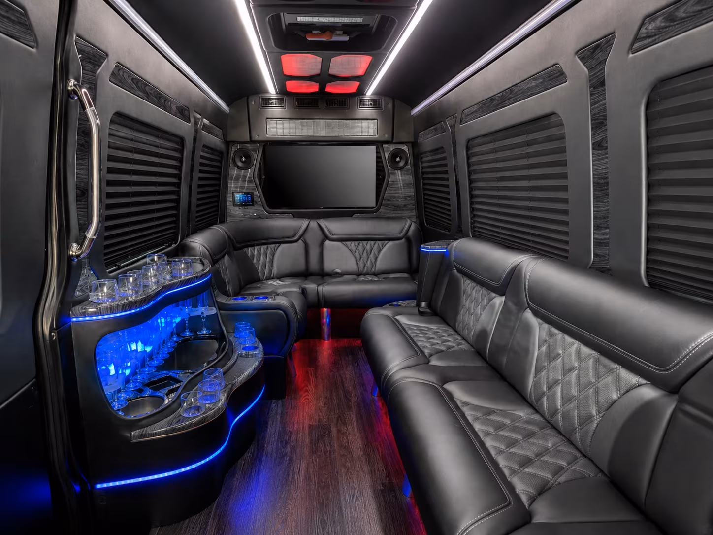 minot 50 passenger party bus inside