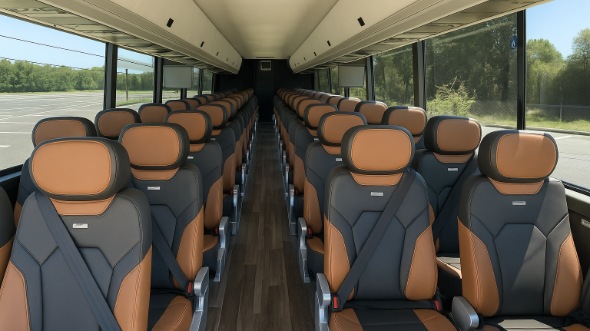 Interior of Charter Bus Company Sioux Falls's 56 Passenger Charter Bus in Sioux Falls