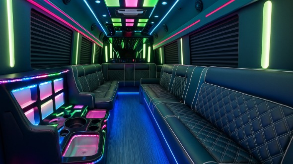 Interior of Charter Bus Company Bismarck's Party Bus in Bismarck