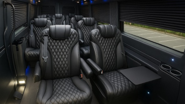 Interior of Charter Bus Company Sioux Falls's Sprinter Van Rental With Driver in Sioux Falls